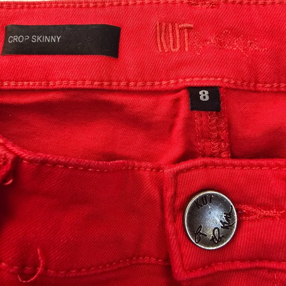 KUT from the Kloth Crop Skinny Red Jeans Pants Women‎ Size 8 Stretch 5 pocket